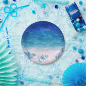 Blauwe Zee Beach Papieren Bordje (Feest)