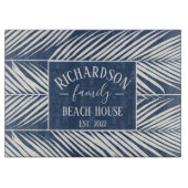 Blauwe zee en witte palmbladeren snijplank (Voorkant)