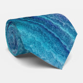 Blauwe Zee groene geagattextuur Stropdas (Opgerold)