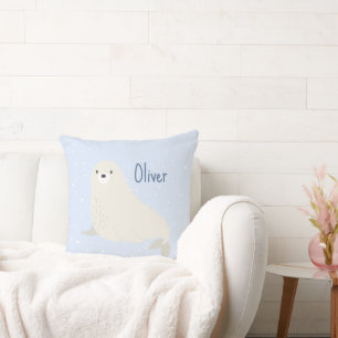 Blauwe Zee Leeuw Arctische Dierenkwekerij Monogram Kussen