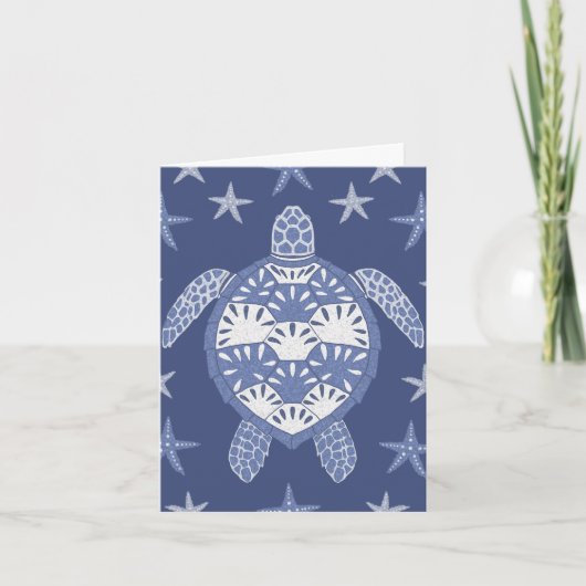 Blauwe Zee schildpad en zwarte staarvis Notitiekaartje (Voorkant)