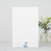 Blauwe zee van het schip Anchor Nautical Marine Th Briefpapier (Staand voorkant)