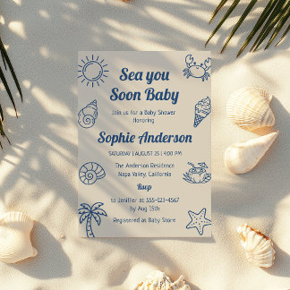 Blauwe Zee Ziet Je Gauw Baby Kust Baby Borrel Kaart