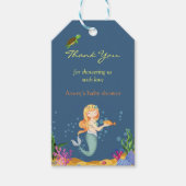 Blauwe Zeemeermin Baby shower Dank je cadeautjes L Cadeaulabel (Voorkant)