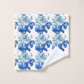 Blauwe zeemeermin badkamer handdoek set (Wasdoekje)