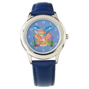Blauwe zeemeermin en dolfijnen horloge