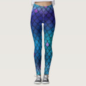 Blauwe Zeemeermin Glitter leggings (Voorkant)