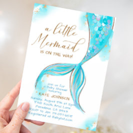 Blauwe zeemeermin onder het Zee Ocean Baby shower Kaart