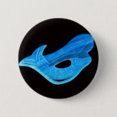 blauwe zeemeermin op zwarte knop ronde button 5,7 cm (Voorkant)