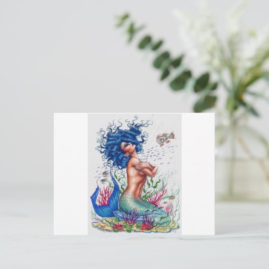 Blauwe zeemeervis briefkaart (Staand voorkant)