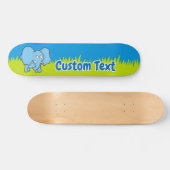 Blauwe zeeolifant cartoon skateboard dek (Horizontaal)