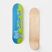 Blauwe zeeolifant cartoon skateboard dek (Voorkant)