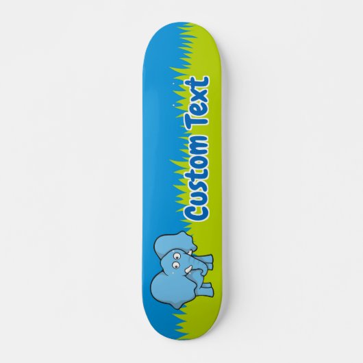 Blauwe zeeolifant cartoon skateboard dek (Voorkant)