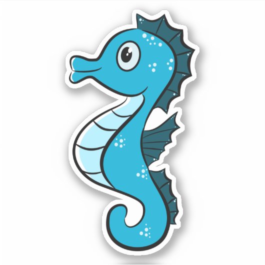 Blauwe zeepaard  sticker (Voorkant)