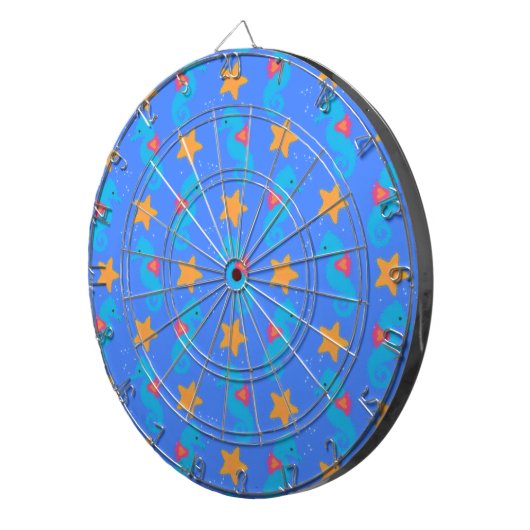 Blauwe zeepaardjes en goudstaarten dartbord (Voorkant Rechts)