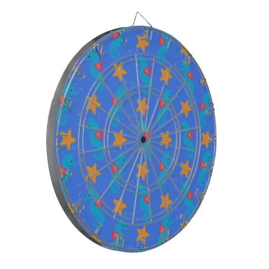 Blauwe zeepaardjes en goudstaarten dartbord (Voorkant Links)