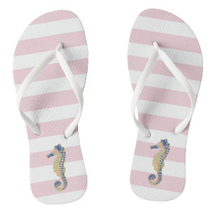 Blauwe zeepaardjes op teenslippers met een streekj
