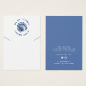 Blauwe zeeschelp logo ketting display kaart (Voorkant /achterkant)