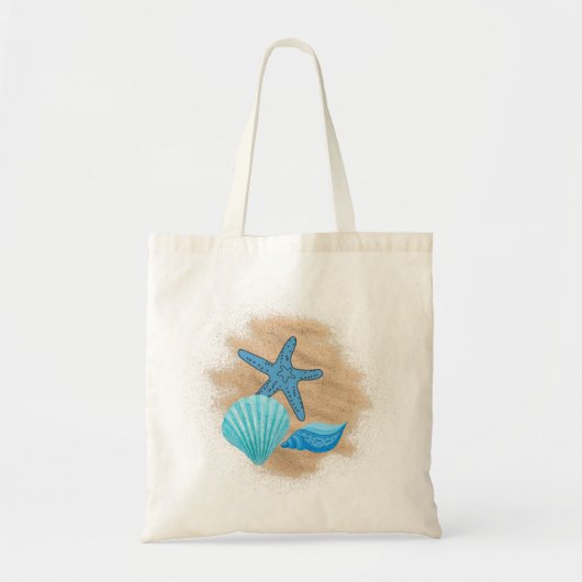 Blauwe zeeschelpen op de Beach Canvas tas (Voorkant)