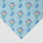 Blauwe zeescholen en bloemen 2 tissuepapier (Detail)