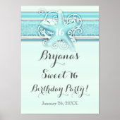 Blauwe Zeester Elegante Strand Bruiloft Feest Bann Poster (Voorkant)