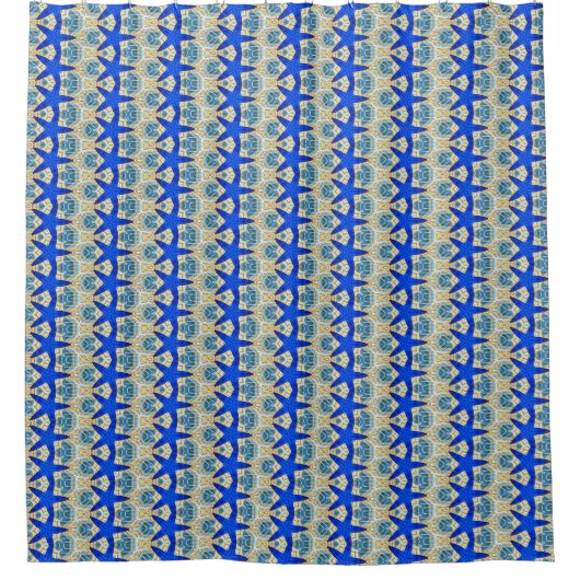 blauwe zeester geometrisch blauw douchegordijn (Voorkant)