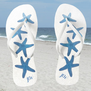 Blauwe Zeester Personaliseer met Initialen Teenslippers