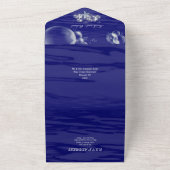 Blauwe zeester strand trouwzomervakantie all in one uitnodiging (Buitenkant)