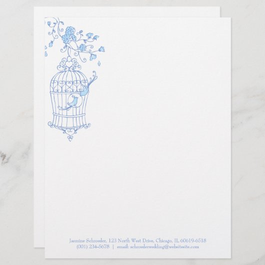 Blauwe zeevogel briefhoofd ontwerp (Voorkant / Achterkant)