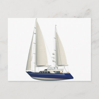 blauwe zeilboot briefkaart