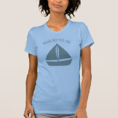 Blauwe zeilboot Custom Tekst Graphic T-shirt (Voorkant)