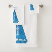  blauwe zeilboot Nautisch Bad Handdoek (Insitu)