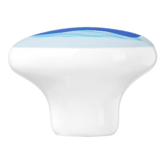 Blauwe zeilboot op de oceaangolven keramische knop (Zijkant)