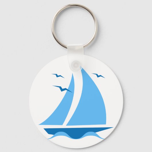 Blauwe zeilboot sleutelhanger (Voorkant)