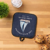 Blauwe zeilen boot nautische aangepaste naam Lake Pannenlap (Top down)