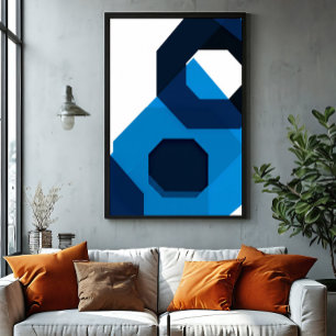 Blauwe zeshoekige kunst canvas afdruk