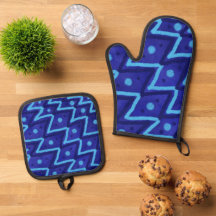Blauwe Zig Zag Stippen Funky Patroon 