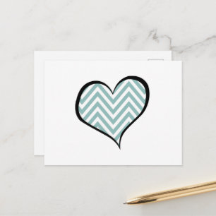 Blauwe zigzag, Blauwe Chevron, Zigzag Pattern, Hea Briefkaart