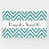 Blauwe zigzag, Chevron, zigzagpatroon, zoet 16 Spandoek (Horizontaal)