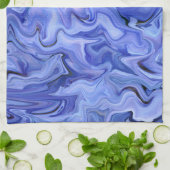 Blauwe zijde abstract theedoek (Gevouwen)