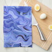 Blauwe zijde abstract theedoek (Quarter Fold)