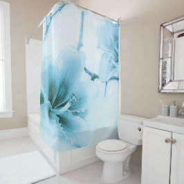 Blauwe zijde flosboom bloesem douchegordijn