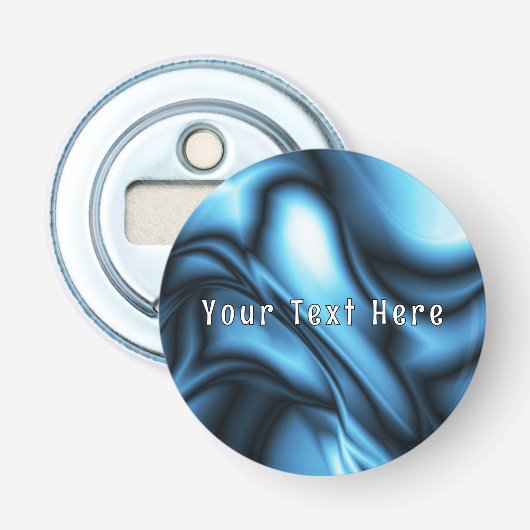 Blauwe Zijde golf Button Flesopener (Voorkant)