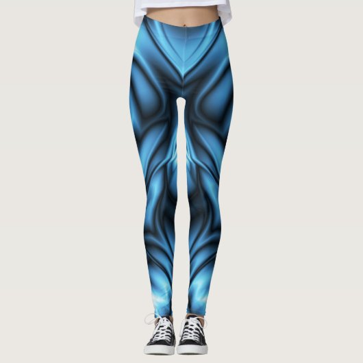 Blauwe Zijde golf Leggings (Voorkant)