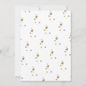 Blauwe, zilver en gouden uitnodiging voor eerste v (Achterkant)