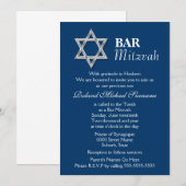 Blauwe zilveren bar mitzvah kaart (Voorkant / Achterkant)