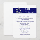 Blauwe zilveren bar mitzvah viering #4 kaart (Voorkant / Achterkant)