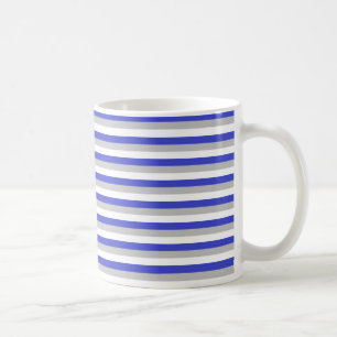 Blauwe, Zilveren en Witte Strepen Koffiemok