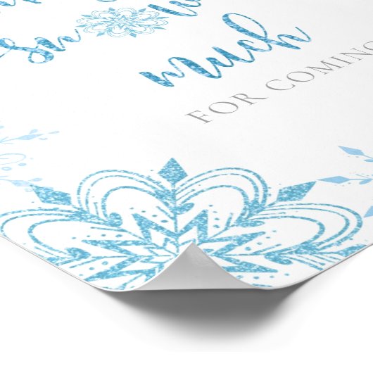 Blauwe zilveren sneeuwvlokken Hartelijk dank voor  Poster (Hoek)