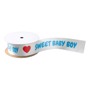 Blauwe Zoete Baby Jongen Rode Hart Lint